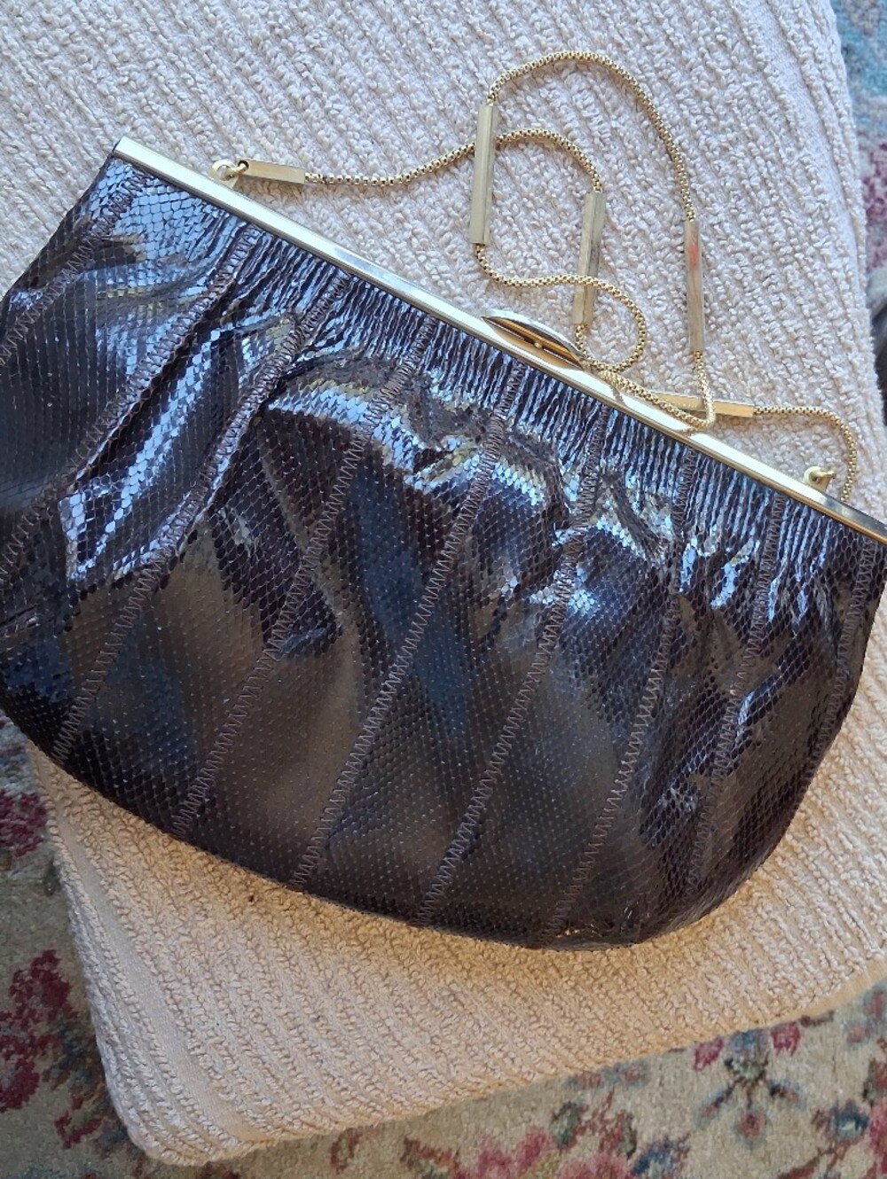 Clutch, Snake skin Brown